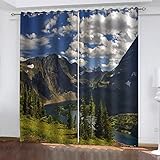 Blickdicht Vorhang Mit Ösen 3D Blauer Himmel, Schnee, Berglandschaft Verdunkelungsvorhang Kinderzimmer Verdunklungsvorhänge Gardinen Verdunkelung Für Wohnzimmer/Schlafzimmer 2 Stücke 140X110cm(HxB)