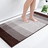 Homaxy Chenille Badezimmerteppich rutschfeste Hochflor Badematte Waschbar Badteppich Weich Badvorleger Saugfähige Duschvorleger für Badezimmer - 60x120 cm, Braun