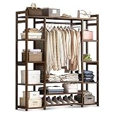 Topook Bambus Esel Garderobe, Stehende Garderobe Offene Hölzerne Garderobe Mit 8 Teilern Für Schlafzimmer Wohnzimmer, Einfach Zu Montieren, 150x30x130CM