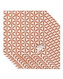Stoffservietten-Set mit 8 waschbaren Leinenservietten, Mittagessen, Abendessen, niedliches Ellipse, sich wiederholendes Muster, orangefarbene und weiße Servietten, saugfähig, Party, 50.8x50.8 cm