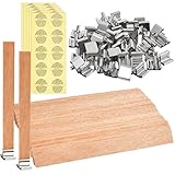 50 Stück Kerzendocht aus Holz mit Holzdochte für Kerzen, 13 cm Holzkerzendocht Kerzen Dochten und 54 blättern Warnaufkleber für Kerzenherstellung DIY Handwerk