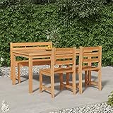 Festnight Gartenmöbel Set 4 Personen Sitzgruppe Garten Essgruppe Holz Gartentisch mit Stühlen Set Gartenbank Gartengarnitur Sitzgarnitur Esstisch Holzisch Holzbank Massivholz Teak