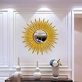 AVFORA Wanddekoration, dekorativer Spiegel, europäischer und amerikanischer, Goldener runder Eisen-Sonnenblumen-Wandspiegel, Wohnzimmer, Eingang, Flur, Badezimmer, Wandspiegel, 80 cm
