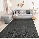 VIMODA Prime Shaggy Teppich Farbe Anthrazit Hochflor Langflor Teppiche Modern, Maße:60x100 cm