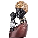 JTBDWOSK Afrikanische Deko Skulptur, Mutter und Sohn Afrikanische Figuren Statue, Dekoration Für Wohnzimmer, Wohnung Modern, Deko Büro,3