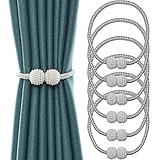 Newaner Magnetische Vorhang-Raffhalter Clips 6 Stück Vorhang Seil Schnallen Raffhalter Bindung Weben Krawatte Band für Home Office Fenster Deko (Grau)