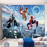 FANGXUEPING Benutzerdefinierte 3D-Foto-tapete Batman Iron Man Wallpaper Spider Man Wand Wand Malerei Jungen Schlafzimmer Wohnzimmer Tv-kulisse Wand Zimmer Dekor Breite 250cm * Höhe175cm pro