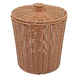 AVFORA Gewebter Wäschekorb mit Deckel, Eckkorb, Rattan-Wicker-Kleiderkorb, Wäschekorb for Schlafzimmer, Aufbewahrungskörbe for Regale (Color : Light Brown, Size : 20x20cm)