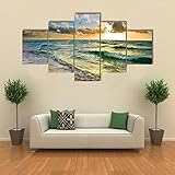 5 teilige bilder Sonnenaufgang an der Atlantikküste in der Nähe von Florida,USA 5 teilige Leinwandbilder Bilder,5 teilig wandbild,leinwanddrucke 5 stück wandkunst,bilder wohnzimmer leinwand Malerei