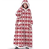 Decke Hoodie Unisex Sweatshirt Pullover Riesen Hoodie Decke mit zwei Taschen Sherpa Fleece Hoodie Snuggle Hoodie Weich Warm Flauschig Hoodie Übergröße für Damen Herren, M, 150 cm (K 120 cm)