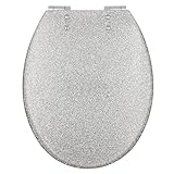 Gelco 709563 Glitter WC-Sitz, Motiv Glitter, Absenkautomatik Kunstharz Silber 46 x 34 x 7,5 cm