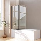 Goezes Duschwand für Badewanne 100x140cm Schwarz 2-teilig faltbar Duschwand Badewannenaufsatz Duschtrennwand Duschabtrennung mit 6mm Nano Glas