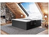 MEBLINI Boxspringbett mit Bettkasten - Gepolstert Doppelbett mit Matratze und Topper - Polsterbett mit Stauraum - Bett ohne Kopfteil - Stauraumbett - Lionel - 180x200 - H3/Schwarz Webstoff