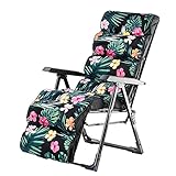 KADAX Gartenstuhl, Liegestuhl mit dickem Kissen, Stahlgestell-Gartensessel mit Fußstütze, Klappbare Sonnenliege mit Traglast bis 110kg, Relaxstuhl (Blumen)