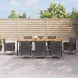 Festnight Sitzgruppe Rattan Garten 8 Personen,Essgruppe Outdoor 8 Personen,Polyrattan Essgruppe 8 Stühle Und EIN Tisch,mit Kissen Schwarz,Rattan Gartenmöbel Set Wetterfest,Garten Essgruppe