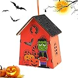 Halloween Kürbis Laterne | Beleuchtete Holz Kürbis - Holz beleuchtet Geist Haus Kürbis Dekoration Ornamente für Indoor Home Party Dekor Generic