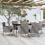 Tidyard 7-TLG. Sitzgruppe Gartenmöbel Set Gartenset Garten Essgruppe Sitzgarnitur Set Balkonmöbel Set Balkongarnitur Gartengarnitur Lounge Gartentisch Gartenstuhl Tisch Sessel Anthrazit