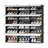 JOISCOPE Schuhschrank, DIY Schuhregal, Kunststoff Schrank Organizer für Schrank, Modular Schuhständer mit Tür, schuhboxen stapelbar für Flur, Schlafzimmer, Eingang, Schwarz und Weiß(3 * 8)