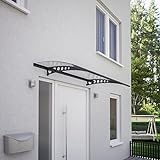 Schulte Vordach Haustür Überdachung 160x90 cm Stahl anthrazit rostfrei Polycarbonat durchgehend transparent Pultvordach Style Plus