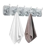 Firulab Klebehaken - Selbstklebende Wandgarderobe mit 6 Haken - Strapazierfähige, platzsparende Wandaufhänger aus PVC für Kleiderschrank, Tür, Küche, Schlafzimmer, Badezimmer