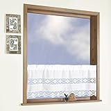 heimtexland Scheibengardine Häkelborte in Batist Optik Natur 45 x 120 cm mit Stabtunnel Country CHIC Häkelbistro Landhaus Panneau Gardine Bistrogardine ÖKOTEX Typ503