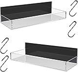 EnjoyNest Magnetisches Gewürzregal für Kühlschrank, magnetisches Regal mit 4 abnehmbaren Haken, Starkes kristallklares Acryl-Magnetregal für Whiteboard mit Gewürzen, transparent, 2 Packungen