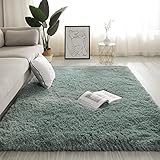 Swsen Teppich Wohnzimmer Super Weich - Shaggy Teppiche Flauschig Anti-Rutsch Unterseite - Moderner Carpet Waschbar Hochflor Langflor Teppiche 60 x 160CM, Türkis