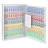 HMF 135100-07 Schlüsselschrank 100 Haken verstellbare Hakenleisten, 55,0 x 38,0 x 8,0 cm, lichtgrau