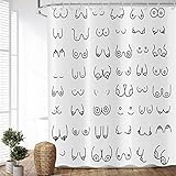 ASDCXZ Duschvorhang Schwarz Weiss 180x200 cm, Modern Einfach Lustig Schwarz Weiß Graffiti Linien Waschbar Stoff Bad Duschvorhänge Polyester Textil Wasserdicht Duschvorhang für Badewanne mit 12 Haken