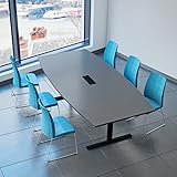 Weber Büro Easy Konferenztisch Bootsform 240x120 cm Anthrazit mit Elektrifizierung Besprechungstisch Tisch, Gestellfarbe:Schwarz