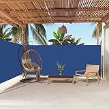 JUNZAI Seitenmarkise Ausziehbar, Windschutz Terrasse, Balkon Windschutz, Balkon Sichtschutz, Sichtschutz Zaun, Sichtschutzzaun, Markise Balkon, Sichtschutzwand, Blau 160x600 cm