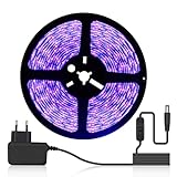 DeepDream 5M UV Schwarzlicht Strip, UV LED Strip 300 LEDs Lichtband, Selbstklebend 2835 Schwarzlichtlampe, Black Light Led Streifen für licht party, Bar, Disco, Poster
