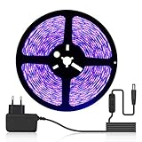 DeepDream 5M UV Schwarzlicht Strip, UV LED Strip 300 LEDs Lichtband, Selbstklebend 2835 Schwarzlichtlampe, Black Light Led Streifen für licht party, Bar, Disco, Poster