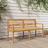 Youuihom Außenbänke, Loungesessel, Gartenbänke, Terrassenbänke, Batavia-Sitzbank 150 cm Massivholz Teak Geeignet für Veranden, Hinterhöfe, Balkone, am Pool
