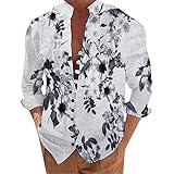 Herren-Hemd, Urlaub, Meer, Freizeit, lockerer Knopf, Stehkragen, digitales 3D-gedrucktes Langarm-Shirt Hemd Herren Bügelfrei Kariert