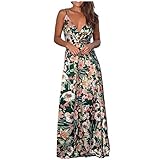 NHNKB Kleider Boho Beach Maxi Frauen Evening Lunchress Long reizvolle Florale Backless-Party Frauenkleid Kurzes Kleid