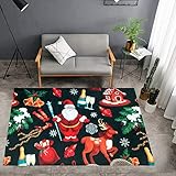 Lee My Cartoon Teppiche Wohnzimmer Teppiche Frohe Weihnachten Santa Claus Rentier rutschfeste Weihnachten Home Decorator Bodenmatte,Santa,160 * 230cm