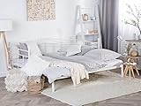 Beliani Ausziehbares Elegantes Metallbett 80 x 200 cm weiß Tulle