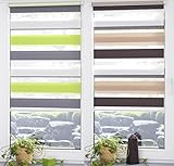 Garduna FIX Duo-Doppel-Rollo #grün/Weiss/grau 120cm# 3-farbig - Smartfix - Klemmfix - ohne Bohren - viele Farben & Größen - Sichtschutz - lichtdurchlässig