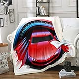 LOUJIN Flauschige Decke für Rennwagen, Rennwagen, Modell, Fleecedecke, Extremsport-Thema, Überwurfdecke für Kinderbett, Bett, Couch, Erwachsene, Automo, 125 cm x 100 cm