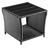 Casaria Polyrattan Beistelltisch WPC Tischplatte 45x45x40cm Wetterfest Outdoor Garten Terrasse Balkon Kaffeetisch Gartenmöbel Schwarz