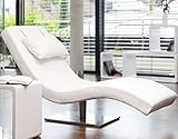 SalesFever Designer-Liege Chaise-Longue aus Kunstleder weiß mit vernickeltem Gestell | Siara | Relax-Liege zum Entspannen aus hochwertigem Kunstleder Weiss | Moderner Liege-Sessel für Ihr Wohnzimmer