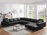 LINEA SOFA - Wohnlandschaft Leder - Ecke Links - Schwarz - Donatello II