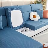 ZGDDPZA Sofa-Sitzkissenbezüge Sofabezug 1 2 3 4 Sitzer Couchbezug L Form rutschfest Sofa Überzug Schonbezug Für Sofakissen Chaiselongue Möbelschutz (Blau,Rückenlehne M)
