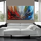 Moderne abstrakte Kunst-Leinwandmalerei, rote blaue Blüte, Blumen-Poster und Druck für Wohnzimmer, Wanddekoration, Bilder, Heimdekoration, 80 x 160 cm, rahmenlos