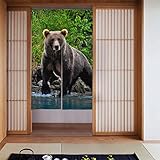 DANLIM Brown Bear Verdunkelungsvorhänge, Set mit zwei Paneelen, 86,4 x 142,2 cm, Ösen, Wohnzimmer, wärmeisoliert