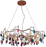 HWORKS Kronleuchter, helle Achat-Tabletten, Dekorationsbeleuchtung, moderne Wohnzimmer- und Restaurantbeleuchtung, Kronleuchter mit Achatzweigen, bemaltes Roségold, 6 Lichter/bemaltes Roségold/6 Li