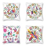 4er Set Kissenbezüge Buntes Tier Leinen Square Outdoor Kissen Dekorative Kissenhülle Zierkissenbezüge für Sofa Schlafzimmer Wohnzimmer Auto Zuhause Dekoration 40x40cm