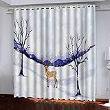 Lichtundurchlässige Vorhänge Weihnachtselch 234X230Cm Vorhang Blickdicht Verdunkelungsvorhang Thermovorhang Hitzeschutz Verdunklungsvorhänge Kinderzimmer Mit Ösen Gardinen Wohnzimmer