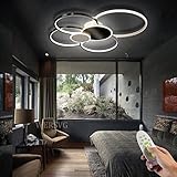 WERSVG L80cm Modern LED Deckenleuchte Wohnzimmer Deckenlampe Schwarz 6-Ring Deckenleuchte 70W 5600LM Dimmbar 3500K- 6500K Mit Fernbedienung flurlampe decke, für Wohnzimmer Schlafzimmer Küche Esszimmer